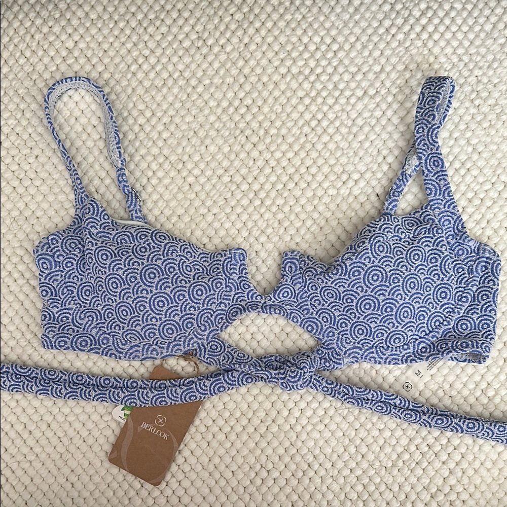 Blue Jacquard Underwire Bikini Top